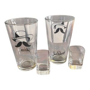 Jack Daniel's Whiskey Glasses Set of 4‎ Barware Man Cave Decor